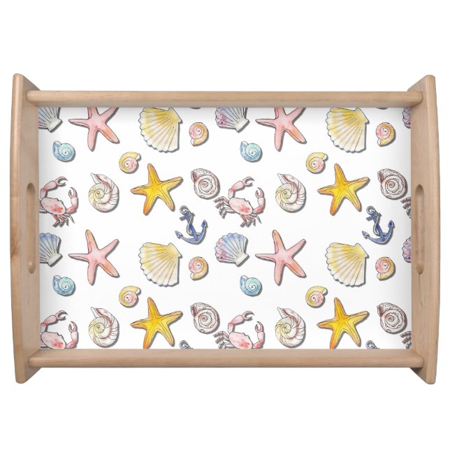 Simple Cute Beach Design  Serving Tray (Front)