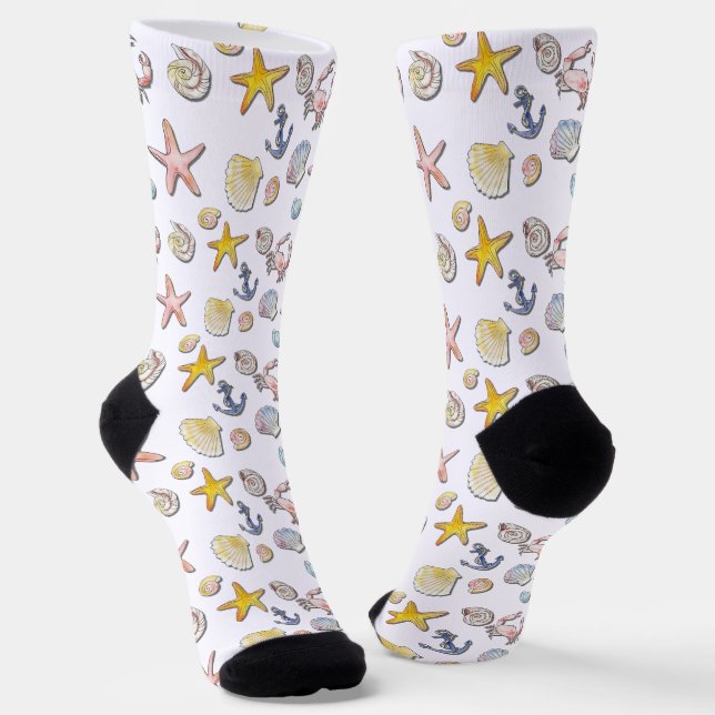 Simple Cute Beach Design  Socks (Angled)