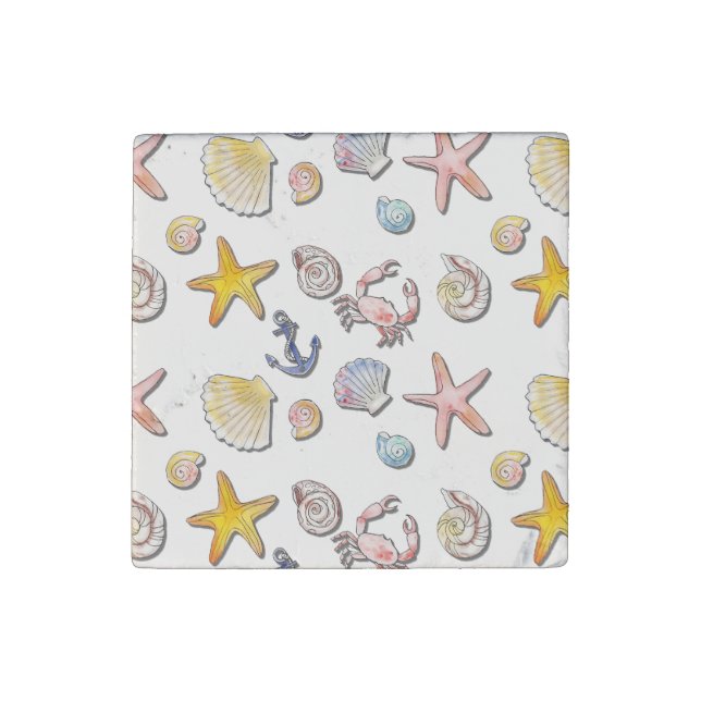 Simple Cute Beach Design  Stone Magnet (Front)