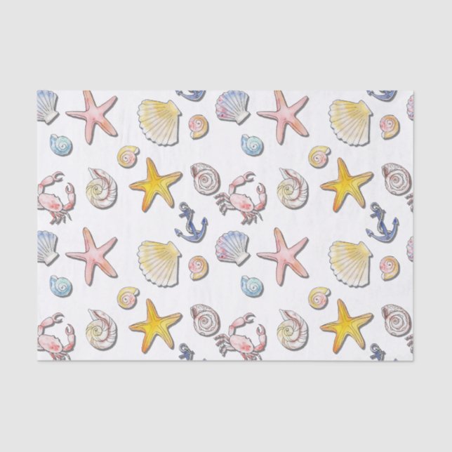 Simple Cute Beach Design  Tissue Paper (Front)