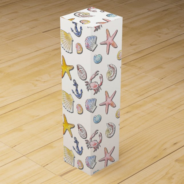 Simple Cute Beach Design  Wine Box (Front)