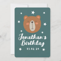 Simple Cute Bear Forest with Animals Birthday