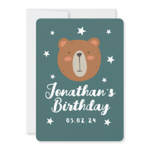 Simple Cute Bear Forest with Animals Birthday  Invitation