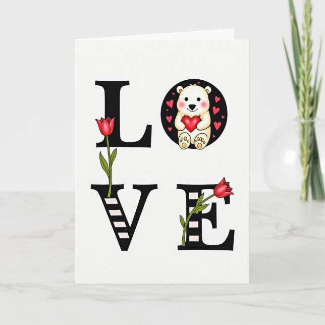 Simple Cute Bear Love Card (Front)