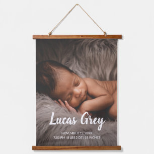 Simple Cute Birth Stats Photo Baby Nursery Hanging Tapestry