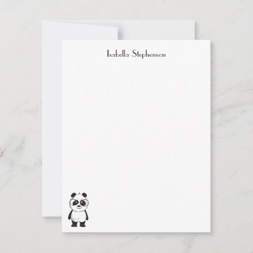 Simple Cute Black White Panda Personalized Note Card