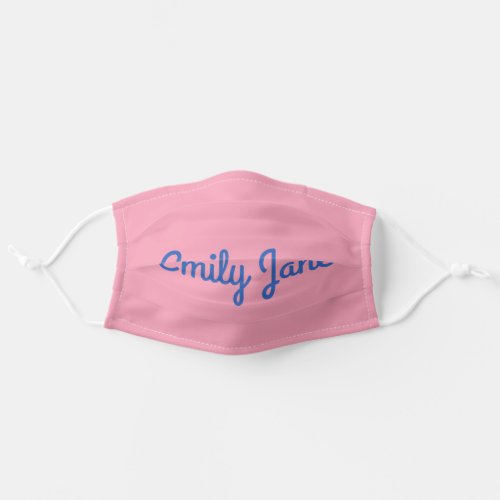 Simple Cute Blue and Pink Personalized Adult Cloth Face Mask