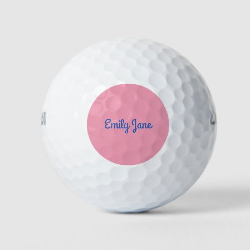Simple Cute Blue and Pink Personalized Golf Balls