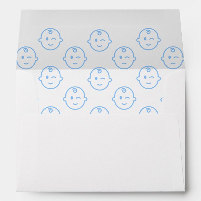 Simple Cute Blue Baby Boy Birthday Patterned Envelope (Back (Bottom))