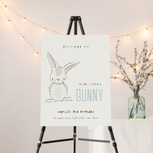 Simple Cute Blue Bunny Boys Kids Birthday Welcome Foam Board