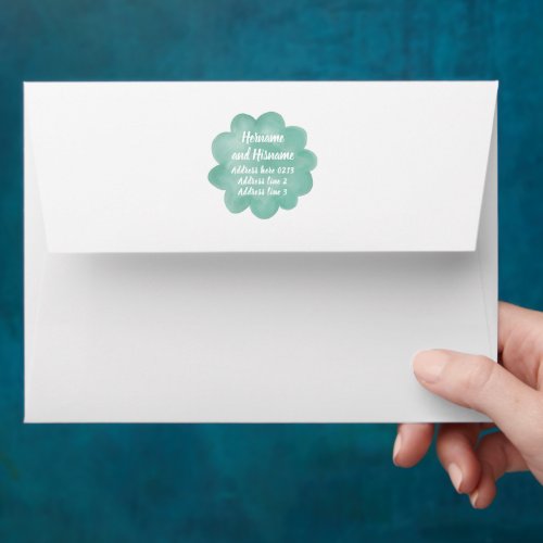 Simple Cute Blue Green Cloud Custom Name Address Envelope