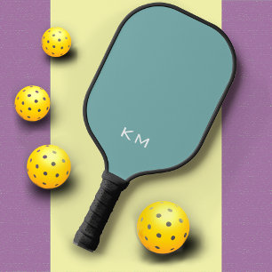 Simple Cute Blue Monogram Initials Pickleball Paddle