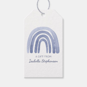 Simple Cute Blue Watercolor Rainbow Gift Tags