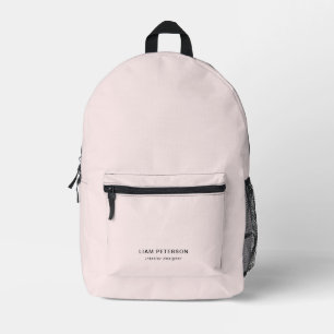 Simple Cute Blush Pink Personalized Name Printed Backpack