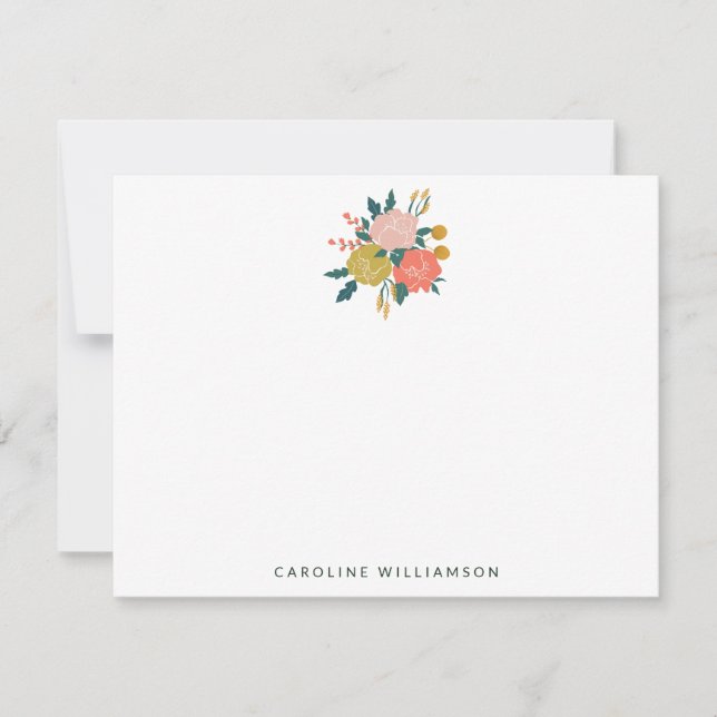 Simple Cute Boho Botanical Flower Personalized Note Card (Front)