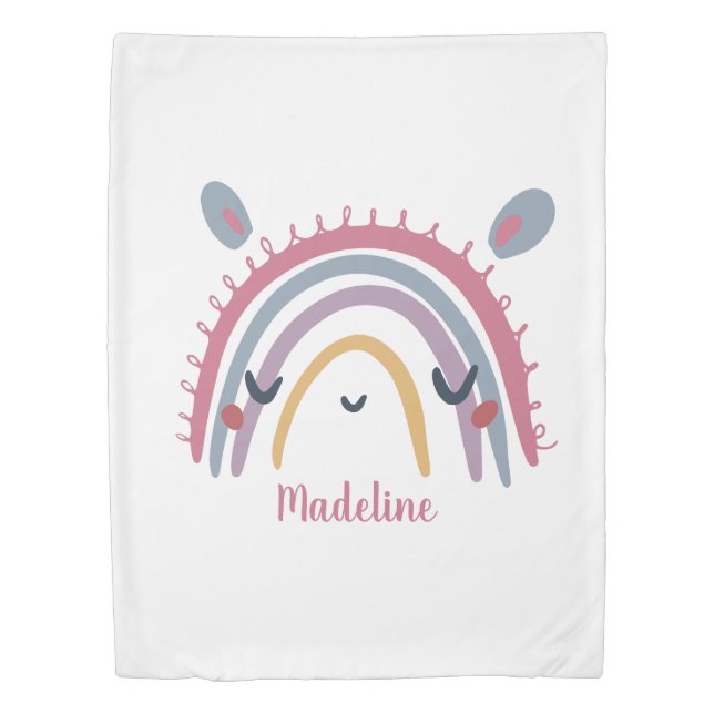 Simple Cute Boho Rainbow Pastel Duvet Cover (Front)