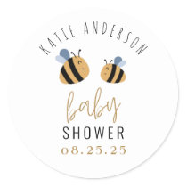 Simple Cute bumble bee baby shower Classic Round Sticker
