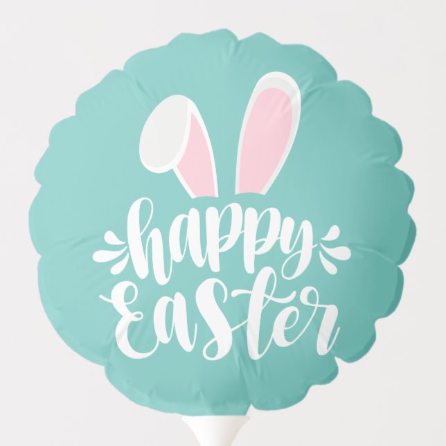Simple Cute Bunny Ears Happy Easter | Balloon (Back)