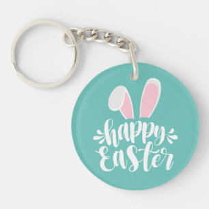 Simple Cute Bunny Ears Happy Easter Keychain