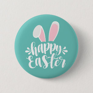 Simple Cute Bunny Ears Happy Easter Pin Button
