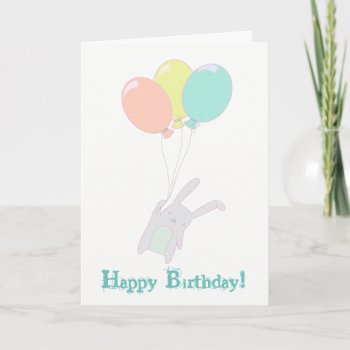 Simple Cute Bunny With Ballons Card by VBleshka at Zazzle