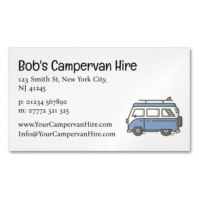 Simple Cute Campervan Hire Business Card (Front)