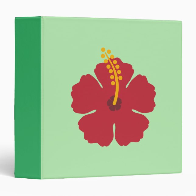 Simple Cute Cartoon Red Hibiscus Flower 3 Ring Binder (Front/Spine)