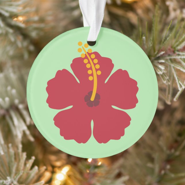 Simple Cute Cartoon Red Hibiscus Flower Ornament (Tree)