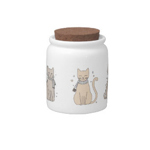 Simple cute cat kitty animal meow pet Valentine's Candy Jar