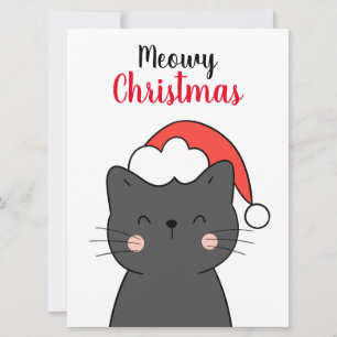 Simple Cute Cat Meowy Christmas Holiday Card
