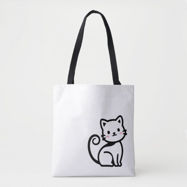 Simple Cute Cat Tote Bag (Front)