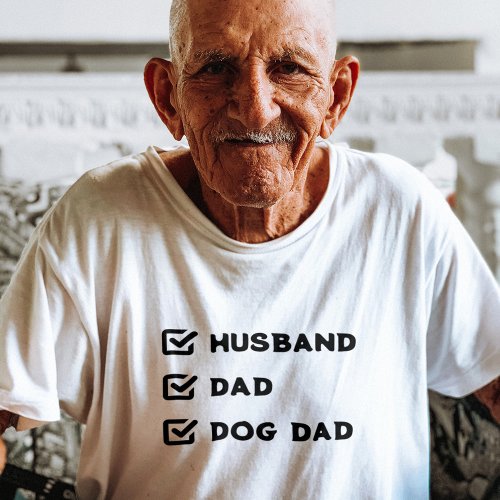 Simple Cute Checkbox Husband Dad Dog dad white T_Shirt