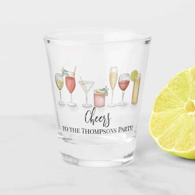 Simple Cute Cheers Whimsical Cocktail Drinks Fun Shot Glass (Front)