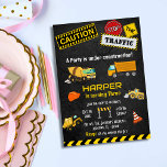 Simple cute construction truck kids 3rd birthday invitation<br><div class="desc">Get ready to dig into the fun with our "Under Construction" 3rd Birthday Invitation! Perfect for any little builder, this invitation features vibrant construction-themed illustrations including trucks, traffic signs, and safety gear, all set against a rugged asphalt background. The playful and bold typography highlights your child's name and age, making...</div>
