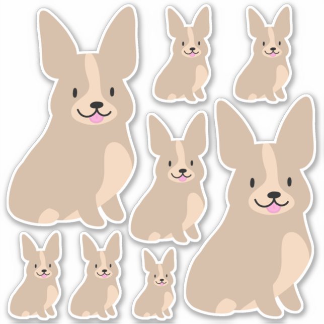 Simple Cute Corgis, Different Sizes, Sticker (Front)