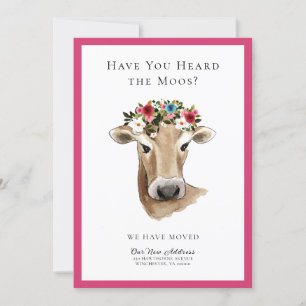 Simple Cute Cow We've Moved New Address Moving Announcement