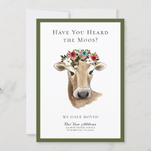 Simple Cute Cow We've Moved New Address Moving Announcement