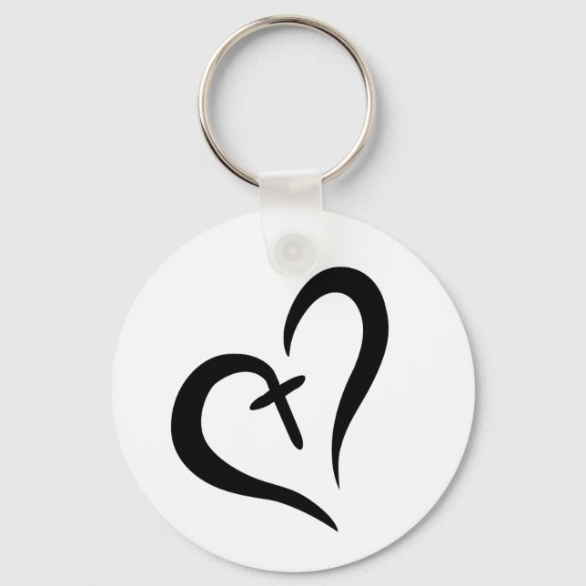 simple cute Cross and Heart | Keychain (Front)