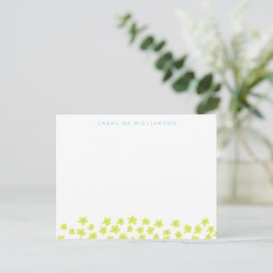 Simple Cute Ditsy Flowers Blue Yellow Personalized Note Card