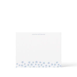 Simple Cute Ditsy Flowers Soft Blue Personalized Note Card