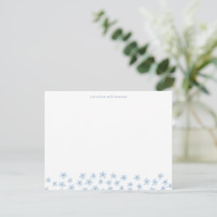 Simple Cute Ditsy Flowers Soft Blue Personalized Note Card
