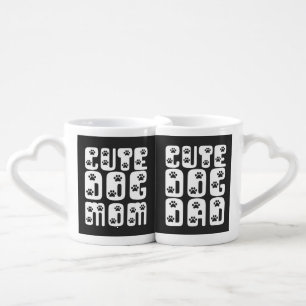 Simple Cute Dog Mom and Dad typography with paws Coffee Mug Set