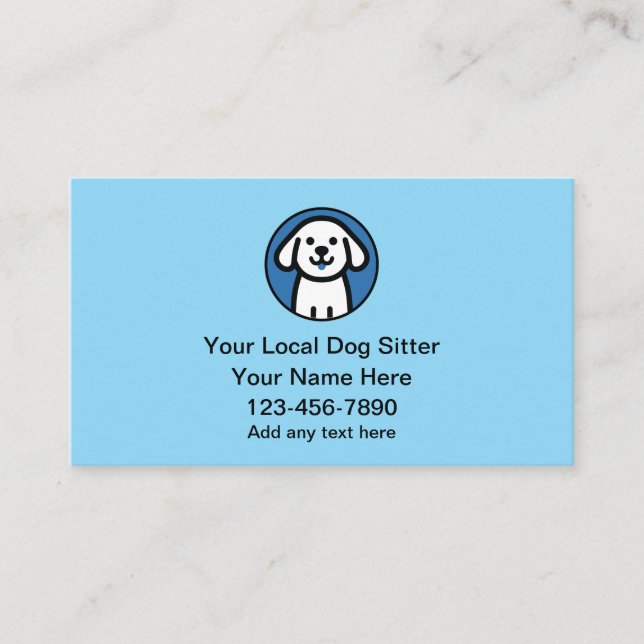 Simple Cute Dog Sitter And Walking  Business Card (Front)