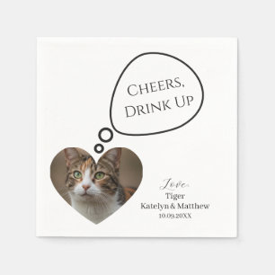 Simple Cute Drinks Up Pet Cat Photo Wedding Napkins
