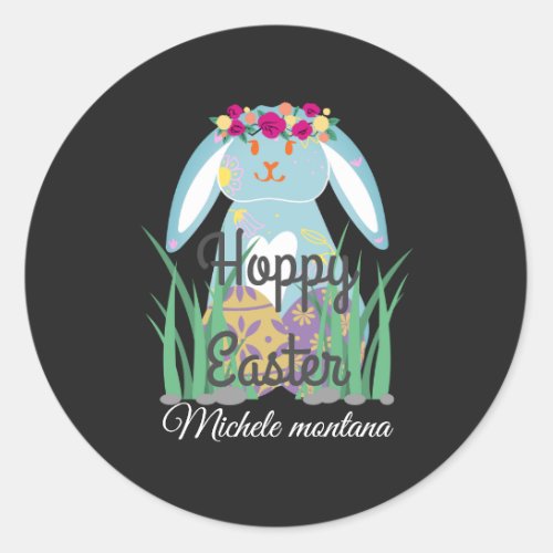 simple cute easter bunny Happy Easter family  Classic Round Sticker