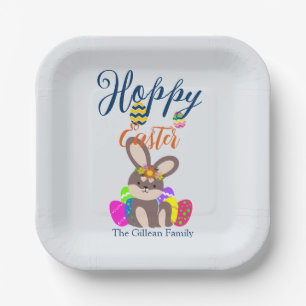 simple cute easter bunny Happy Easter family Paper Plates