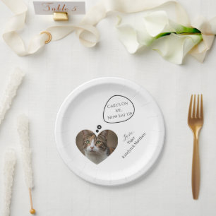 Simple Cute Eat Up Pet Cat Photo Cake Wedding Paper Plates