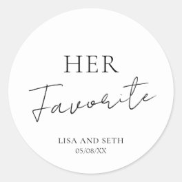 Simple Cute Elegant Modern Her Favorite Wedding Classic Round Sticker