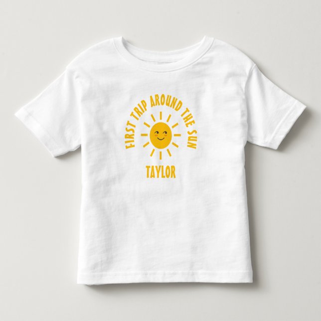 Simple Cute First Trip Around The Sun 1st Birthday Toddler T-shirt (Front)