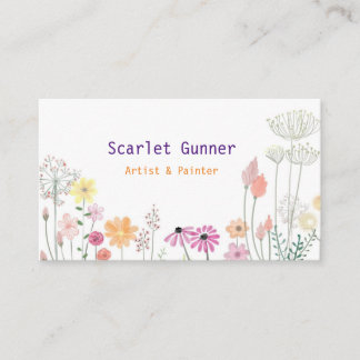 Simple Cute Floral Business Card
